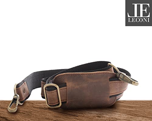 LECONI LEC-R2 - Correa de hombro de piel y nailon, correa de hombro ancha para bolsos, longitud ajustable, 4 x 150 cm, Barro – Cera, S