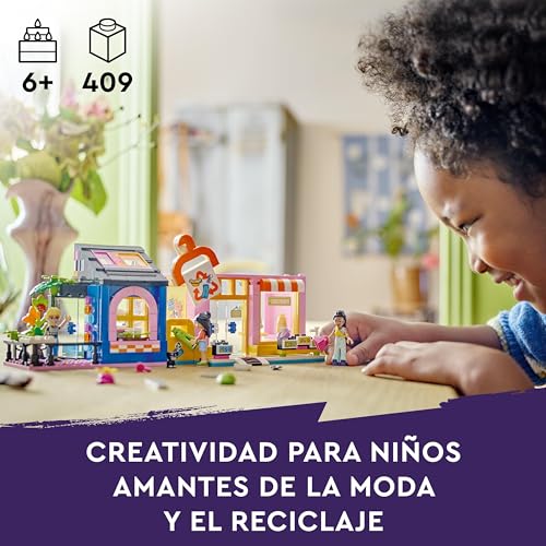 LEGO Friends Tienda de Moda Retro de Juguete con Accesorios, Maqueta de Construcción, Juego de Roles con Mini Muñecos de Personajes y Figura de Gato, Regalo para Niñas y Niños de 6 Años o Más 42614