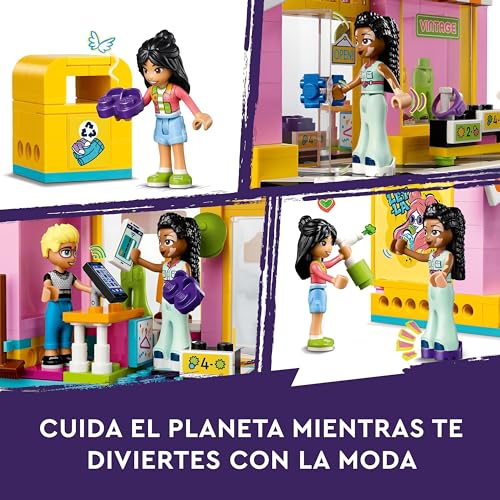 LEGO Friends Tienda de Moda Retro de Juguete con Accesorios, Maqueta de Construcción, Juego de Roles con Mini Muñecos de Personajes y Figura de Gato, Regalo para Niñas y Niños de 6 Años o Más 42614