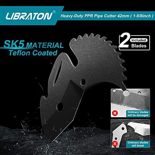 Libraton Cortador de PVC Cortador de Tubos Tipo Trinquete Cortador de tubos de plástico PPR/PE/PVC, 42 mm (1 – 2/3) para Herramientas de Electricista y Carpintería
