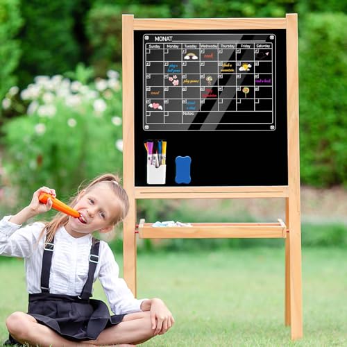 Litimkat 2Calendario Magnético Refrigerador, Planificador Mensual Transparente, 40cm x 30cm, 6 Rotuladores de Colores, 1Goma, 1Portalápices, 12Nano Adhesivos, Calendario Magnético Acrílico (Inglés)