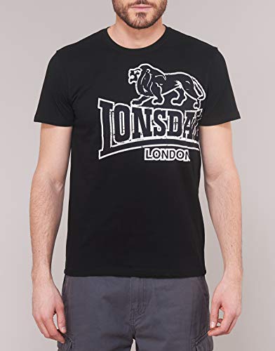 Lonsdale Langsett - Camiseta de manga corta para hombre, color negro, talla S