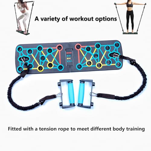 Lvpradior Tabla de flexiones, barra de flexiones con barra de agarre y cuerda de resistencia, tabla de flexiones multifunción, tabla de flexiones plegable para hombres y mujeres, fitness en casa
