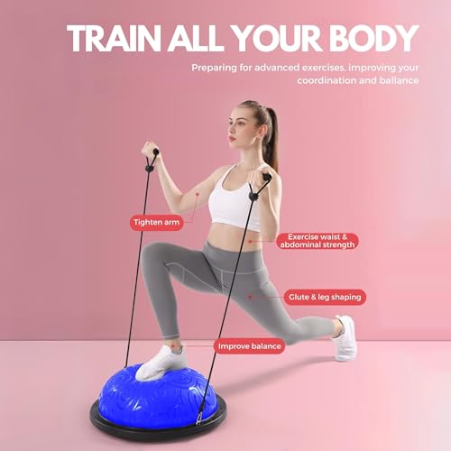 MAGIC SELECT Balón de Equilibrio. Media Bola Equilibrio. Media Pelota para Fitness, Yoga, Pilates, Entrenamiento con Bandas de Resistencia. Semiesfera Balance Trainer Ball para Deporte en Casa.