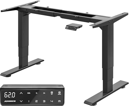 MAIDeSITe Marco de Escritorio de pie Altura Ajustable Eléctrica Doble Motor 3 Sección Patas Telescópicas con tecla de Memoria Automática Inteligente(Negro)
