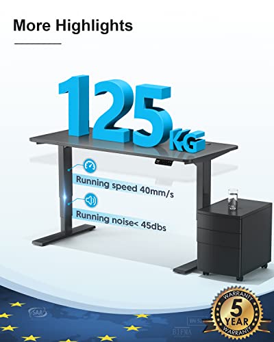 MAIDeSITe Marco de Escritorio de pie Altura Ajustable Eléctrica Doble Motor 3 Sección Patas Telescópicas con tecla de Memoria Automática Inteligente(Negro)