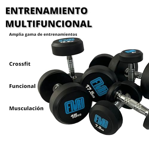 Mancuernas Redondas, Pesas para Ejercicio en Casa o Entrenar en Gimnasio, para Crossfit, Musculación y Entrenamiento Funcional, Mancuerna para Fitness, HIT - 10 Kg