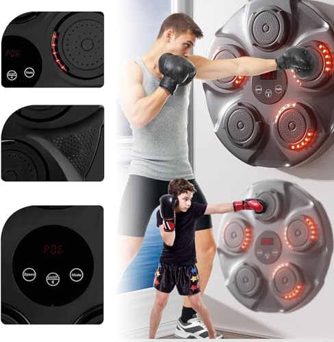 Máquina boxeo con música inteligente, equipo perforación for entrenamiento boxeo, almohadilla entrenamiento de boxeo electrónica for montaje en pared, equipo portátil entrenamiento en casa ( Color : W