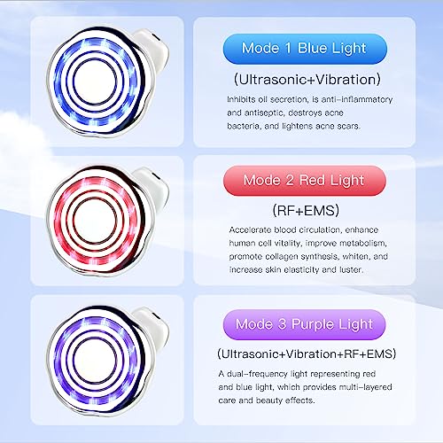 Máquina de Cavitación 5 en 1 - RF EMS para Esculpir el Cuerpo con Vibración, Luz Roja/Azul/Púrpura, Diseño Impermeable, y 3 Modos para Reafirmar la Piel Moldear el Cuerpo