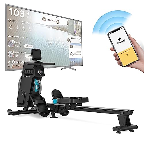 Máquina de Remo Blade Air de Bluefin Fitness/Kinomap/Máquinas de Remo para Casa/Plegable, Fácil de Guardar/Consola Digital LCD/App para Smartphone/Gimnasio Plegable para Casa