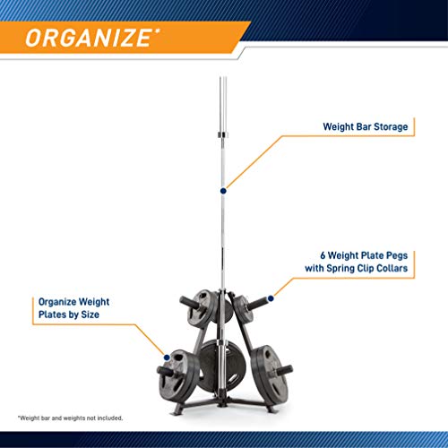 Marcy Organizador de 6 clavijas para árbol y barra vertical para placa de peso olímpico unisex para gimnasio en casa PT-5757, negro, talla única
