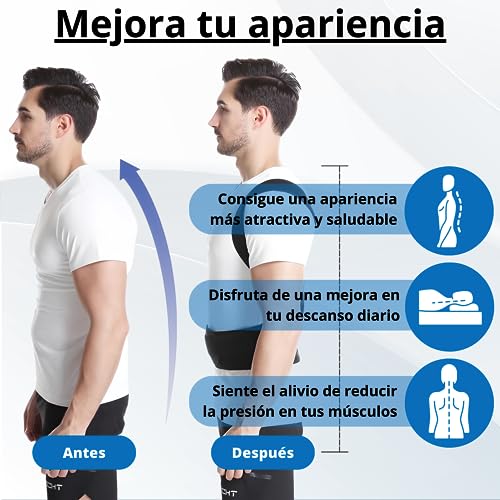 Marelt Corrector Postura Espalda con Faja Lumbar Ajustable - Corrector de Espalda Hombre y Mujer - Mantén tu Espalda Recta y Corrige tu Postura - Posture Corrector + E-Book Ejercicios Gratis (Medium)