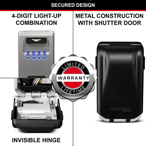 Master Lock Caja fuerte para llaves retroiluminada [Mediana] [Montaje mural] - 5425EURD - Caja de seguridad