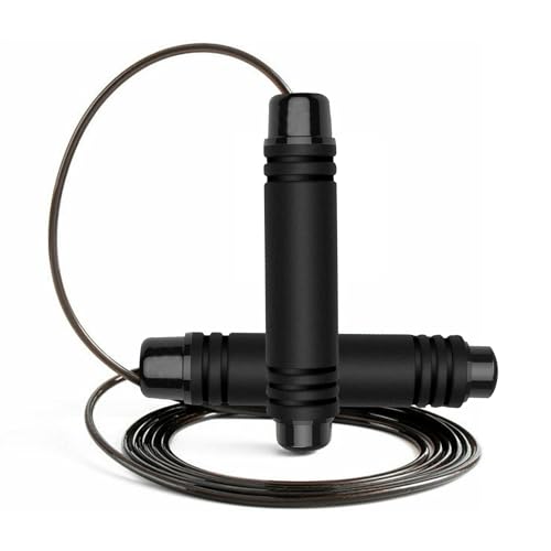 MATHNATH Comba Crossfit con Mango de Espuma Antideslizante, Cuerda Saltar Ajustable con Rodamiento de Bolas para Rotación de Alta Velocidad, Cuerda de Saltar 2,8M (Negro)