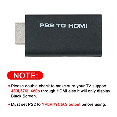 Mcbazel Adaptador de Audio y Video Convertidor PS2 a HDMI con Salida de Audio de 3.5 mm para HDTV HDMI Monitor