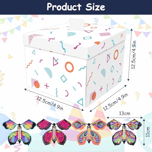 MHDUYEG Caja De Regalo Sorpresa, Cajas SorpresaCaja de Sorpresa Creativo de Regalo con Mariposas Caja Sorpresa Mariposas Voladoras Caja De Explosión Emergente Caja Sorpresa Explosiva(Blanco)