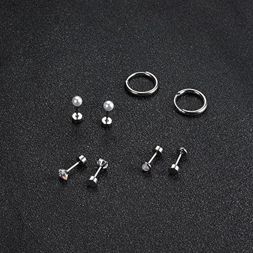 MILACOLATO 18 Pares Piercing Oreja Pendientes Mujer Pendientes Acero Inoxidable Piercing Tragus Helix Cartilago Pendientes Hombres Cartílago luna Estrella Circonita Cúbica Piercing Para Joyería