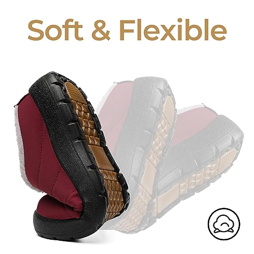 Mishansha Zapatillas de Estar por Casa Mujer Invierno Zapatos de Casa con Cómodas Forro de Cálidas - Suela Antideslizante para Exterior e Interior,Cerezo Rojo,39EU