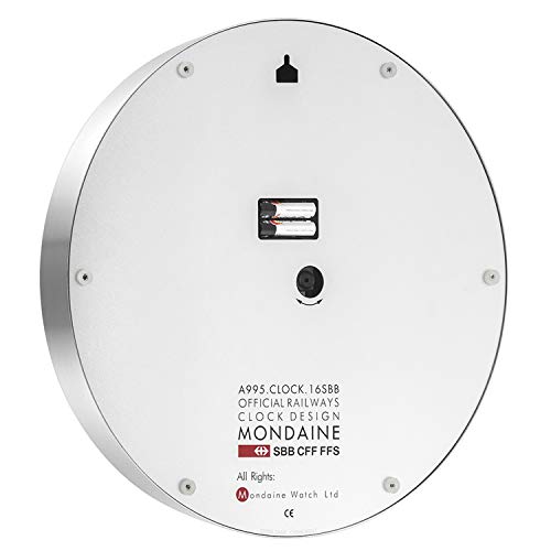 Mondaine Reloj Pared Moderno en Color Plata, A995.Clock.16SBB, 40 CM