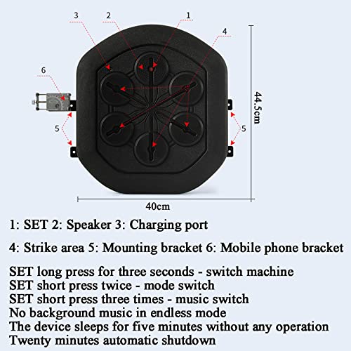 Msica Electrnica Boxeo Wall Target Boxing Machine Mquina de Boxeo Inteligente Saco Boxeo Equipo de Entrenamiento Colchoneta de Boxeo Coordinacin de Respuesta de Velocidad de msica Adecuado para