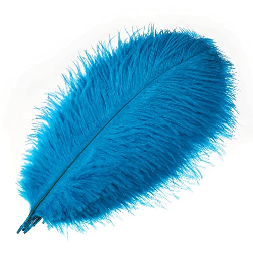 Mwoot 10pcs Natural plumas de avestruz, 10–12 pulgadas (25–30 cm) Ostrich pluma para boda mesa decoración para el hogar (Azul)