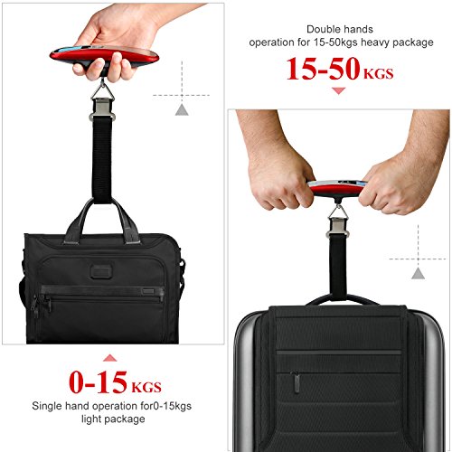 MYCARBON Escala del Equipaje Pesa Maletas Báscula Digital Portátil Bascula para Maletas de Viaje (Rojo)