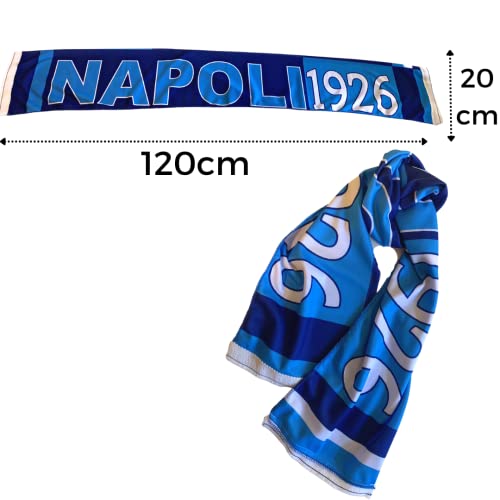 NARAMAKI® Bandera y bufanda del Nápoles - Bandera de 90 x 150 cm con trabilla para barra + bufanda 20 x 120 cm Nápoles - Tifoseria Campeonato de Fútbol (Bandera de 60 cm + Bufanda Nápoles)