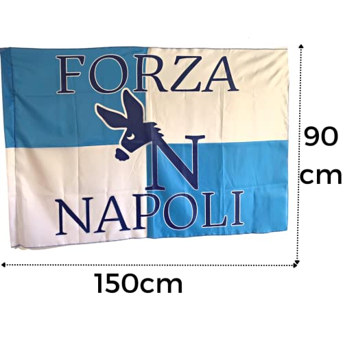 NARAMAKI® Bandera y bufanda del Nápoles - Bandera de 90 x 150 cm con trabilla para barra + bufanda 20 x 120 cm Nápoles - Tifoseria Campeonato de Fútbol (Bandera de 60 cm + Bufanda Nápoles)
