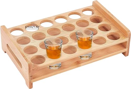 NBEADS 24 Soportes para bandejas de Vidrio de chupito, Barra de bambú, Soporte para Copas de Vino, Organizador de Vasos de Vidrio de chupito, Accesorios para Fiestas, Bar, Club, Agujero: 3.1mm
