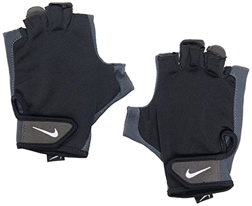 NIKE Unisex_Guantes de Fitness Esenciales para Adultos, Negro-Gris-Blanco, S