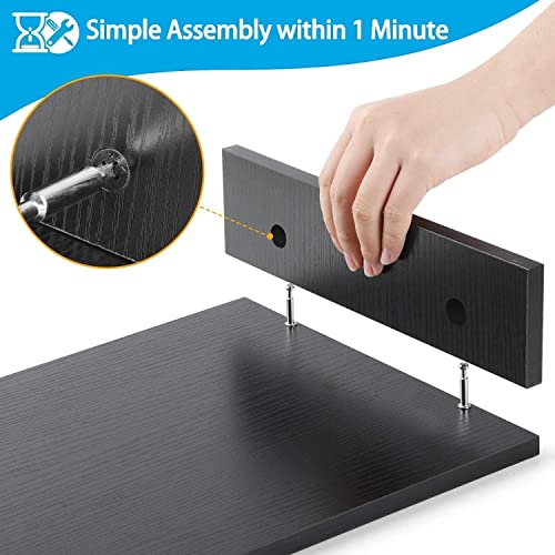 NK Soporte Monitor y Portátil - Elevador de Ordenador Pantallas hasta 30KG, HUB Organizador de Cables Lateral, Soporte Vertical SmartPhone - Alto 104mm x Largo 420mm x Ancho 235mm (Color negro)