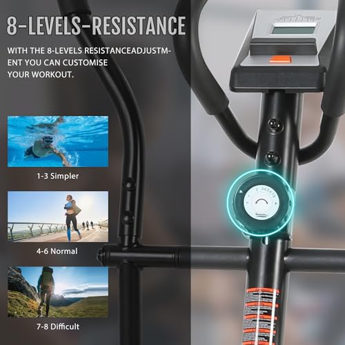 Novonova Bicicleta Elíptica para casa con zancada de 280 mm, eliptica con Resistencia de 8 Niveles, elipticas Fitness casa con LCD Pantalla y sensores de Pulso, NV-9304