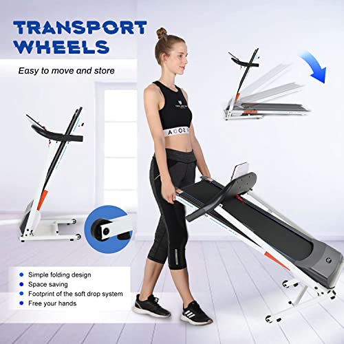 NOVONOVA Cinta de Correr Motorizada y Plegable, Pantalla LCD Multifunción, con 15 Programas de Entrenamiento, para Casa/Oficina, Aeróbica, Silenciosa, Máx. 100 kg, SY-T2712