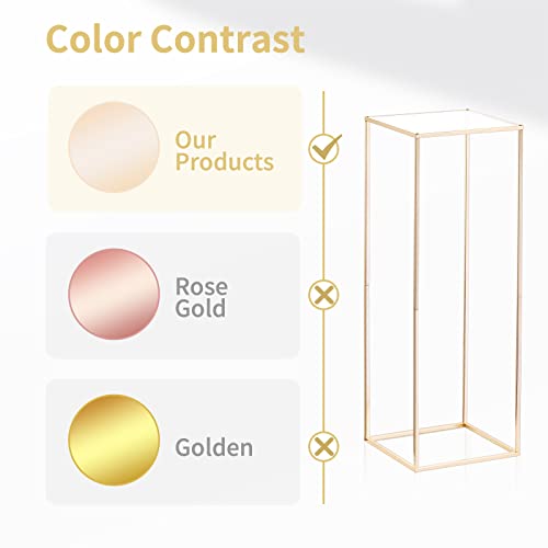 Nuptio Centros Mesa Boda con Panel Acrílico - Dorado Alto 3 Piezas para Soporte Flores Columna Jarrones Metal para Bodas Fiestas Decoraciones(60cm/80cm/100cm)
