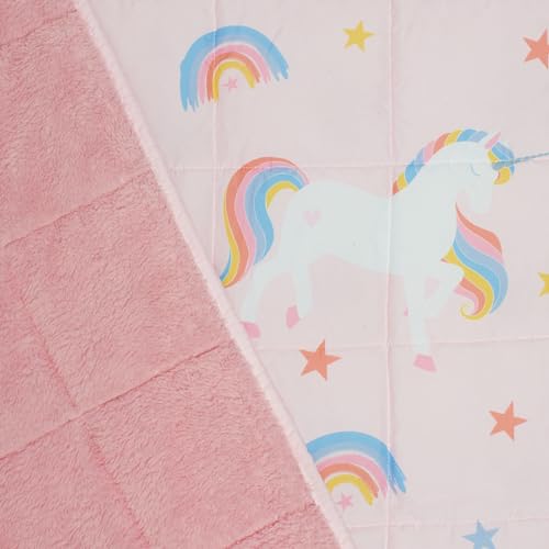 OHS Manta con Peso para niños de 3 kg, Color Rosa Unicornio, calmante y Alivio del estrés, Manta con Peso para niños, Manta Rosa, Regalo para niñas, antiansiedad, Manta con Peso para niños