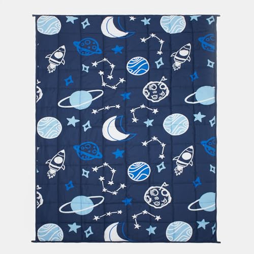 OHS Manta Pesada para niños, Forro Polar de Peluche de 3 kg, Color Azul Marino, Manta con Peso Individual para niños, calmante y Alivio del estrés, antiansiedad, Manta con Peso Junior, Regalo para