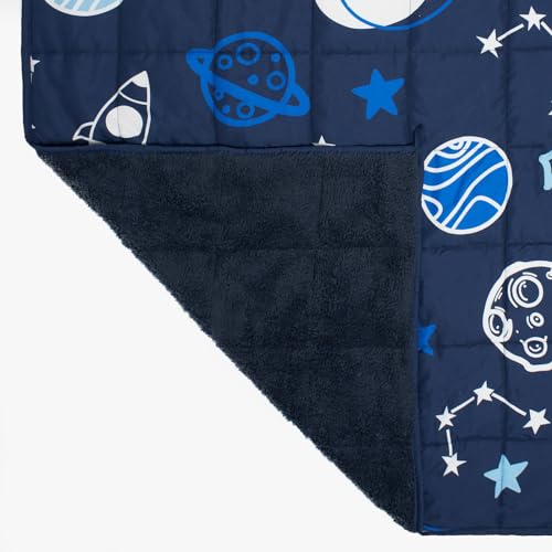 OHS Manta Pesada para niños, Forro Polar de Peluche de 3 kg, Color Azul Marino, Manta con Peso Individual para niños, calmante y Alivio del estrés, antiansiedad, Manta con Peso Junior, Regalo para