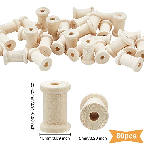 OLYCRAFT 80 carretes vacíos de madera mini bobinas de hilo vacío de madera bobinas de alambre natural para artes y manualidades de bricolaje máquinas de coser - 1,5 x 2,5 cm
