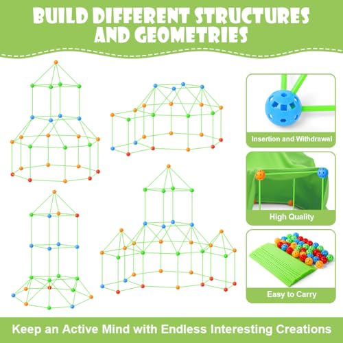 OSDUE 156 PCS Tienda de Campaña DIY para Niños, Tienda de Juguetes DIY, Kit de Construcción de Fuerte DIY, Kit de Construcción de Fuerte para Niños, Juguetes de Construcción DIY, Tienda de Juegos