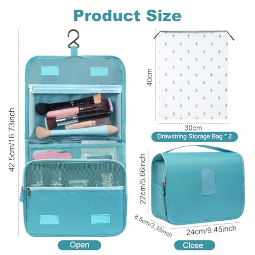 OSDUE Neceser de Viaje Portátil, Neceser de Tela Oxford, Neceser Plegable, Bolsa de Almacenamiento para Maleta, Neceser con Gancho, Dos Bolsas de Almacenamiento con Cordón Gratis