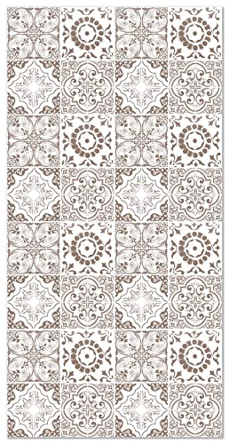 Panorama Alfombra Vinílica Hidráulica Granada Marrón 40x80 cm - Alfombra Cocina Vinilo - Alfombra Salón Antideslizante e Ignífuga - Alfombras Grandes - Alfombras PVC