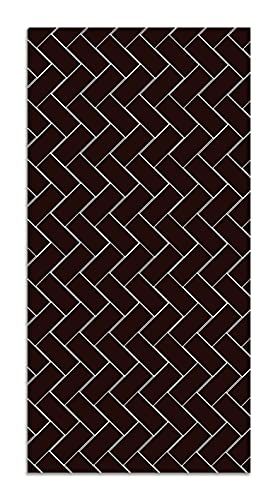 Panorama Alfombra Vinílica Mosaico Ladrillos Negro 60x200 cm - Alfombra Cocina Vinilo - Alfombra Salón Antideslizante e Ignífuga - Alfombras Grandes - Alfombras PVC