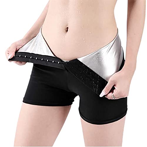 Pantalones Cortos de Sudor para Adelgazar y tonificar Vientre Plano y Objetivo de Muslo para Entrenar Pérdida de Peso Sudoración Quema de Grasa (Negro XL)
