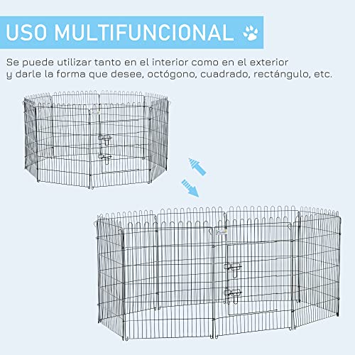 PawHut Parque Perros Jaula Plegable Mascotas Cerca Entrenamiento Cachorros 8 Vallas (71 * 91cm)