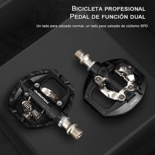 Pedales Mixtos MTB compatibles con Shimano SPD automáticos - Pedales Bicicleta con Calas, 3 Rodamientos Sellados, Fibra de Nailon Ligera, para Montaña Carretera BMX, Eje 9/16" M21L