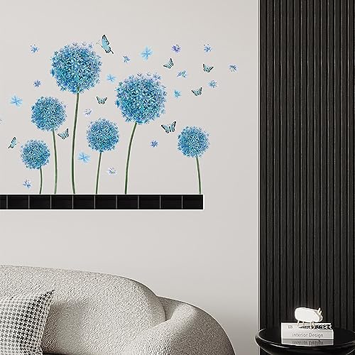 Pegatinas de Pared Loto Vinilos Decorativos Flores de Jardín Adhesivos Pared Habitación Infantiles Salon Dormitorio Oficina Hotel (Diente de león)