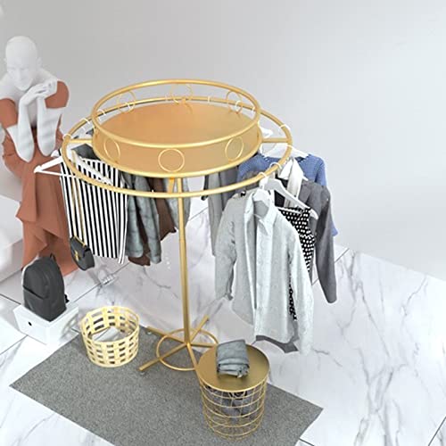 Perchero de metal redondo giratorio ajustable en altura Perchero multifuncional de exhibición de ropa Percha independiente para boutiques minoristas Dormitorio Tienda de ropa
