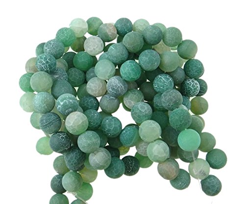 Perlas de piedras preciosas de 6 mm, 8 mm, 10 mm, ágata esmerilada, redonda, piedra natural esmerilada, perlas semipreciosas (verde, 10 mm – 12 unidades)