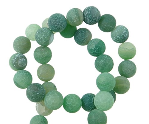 Perlas de piedras preciosas de 6 mm, 8 mm, 10 mm, ágata esmerilada, redonda, piedra natural esmerilada, perlas semipreciosas (verde, 10 mm – 12 unidades)