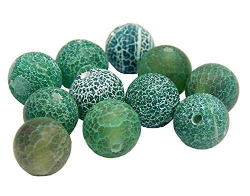 Perlas de piedras preciosas de 6 mm, 8 mm, 10 mm, ágata esmerilada, redonda, piedra natural esmerilada, perlas semipreciosas (verde, 10 mm – 12 unidades)